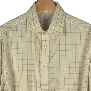 Charles Tyrwhitt Non Iron Classic Fit Dress Shirt Mens 16/34 Yellow Windowpane